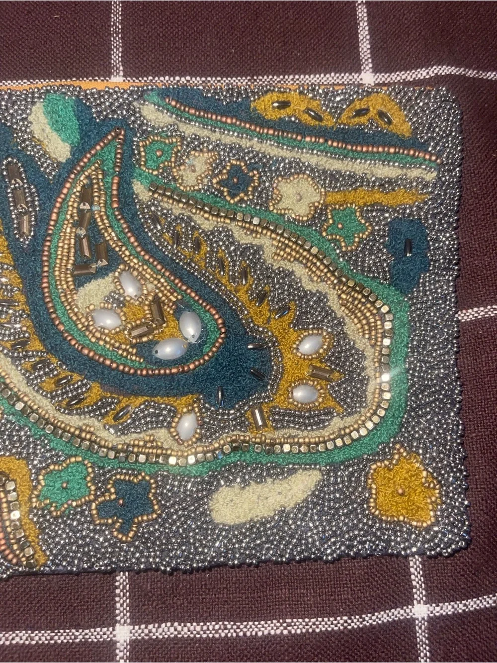 Beaded Rhinestone Embellished Zip Pouch Clutch Club Made in India